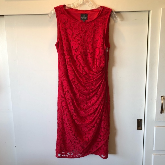 Adrianna Papell Dresses & Skirts - Adrianna Papell red lace dress size 10
